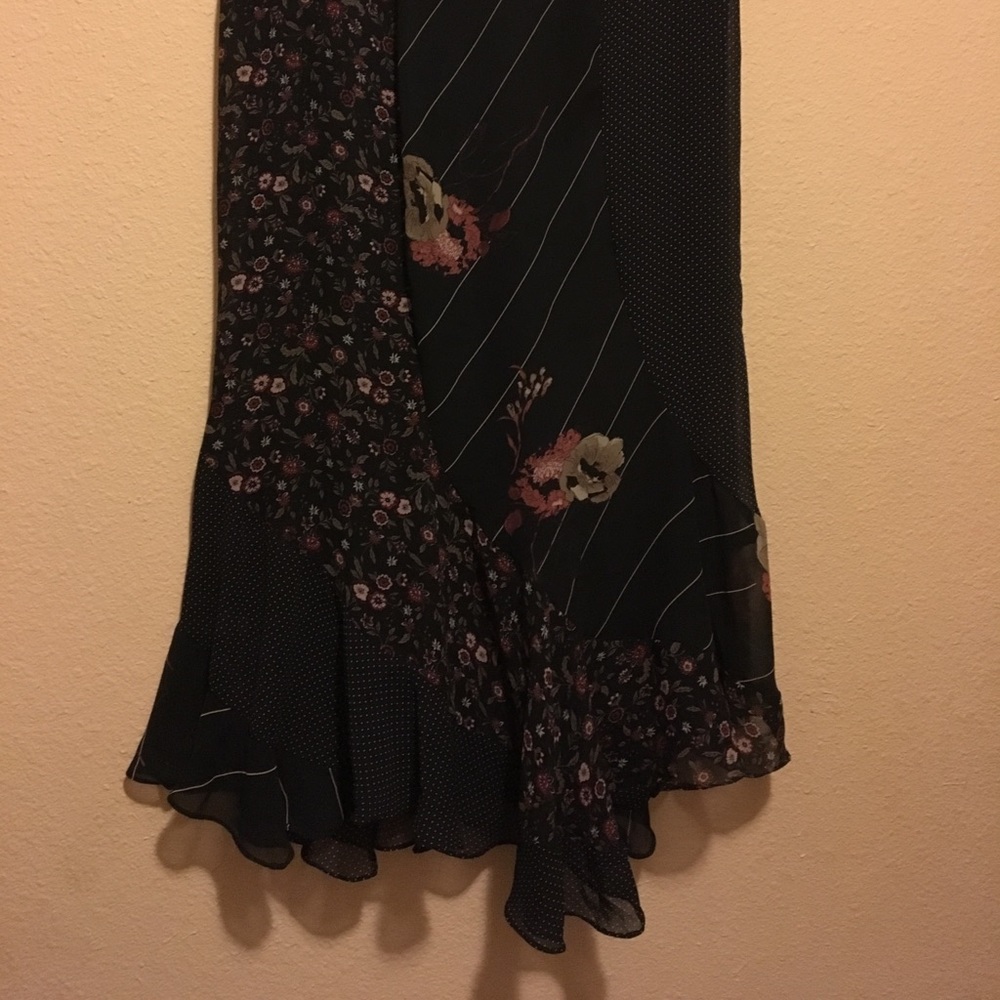 Black Handkerchief Skirt with floral accents